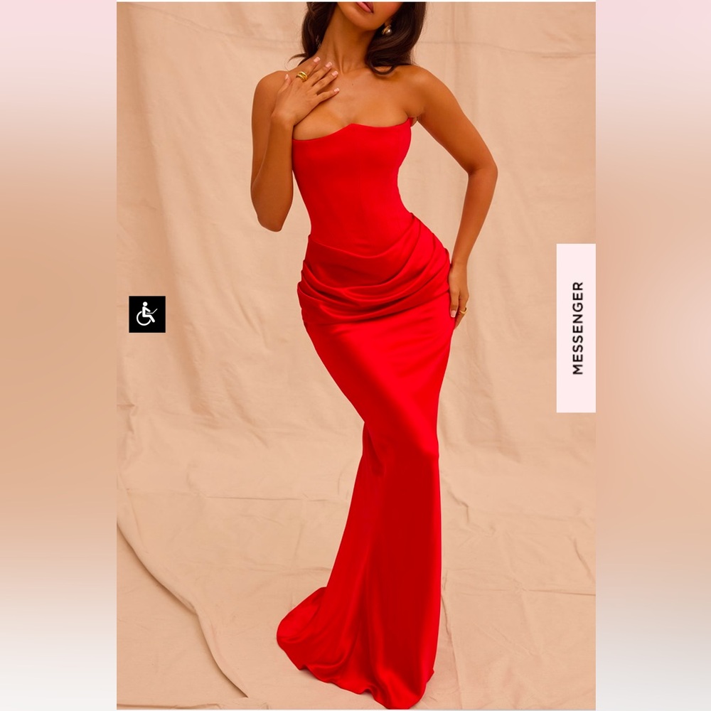 House of CB Persephone Red Strapless Dress Size Small Plus Top